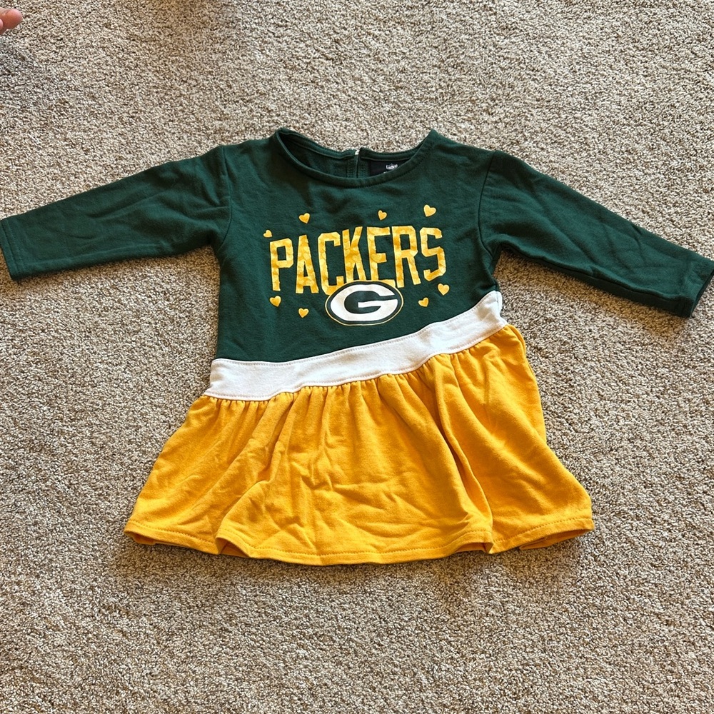 NFL Team Appearal Green & Gold Packers Logo Kids Dress 12 months